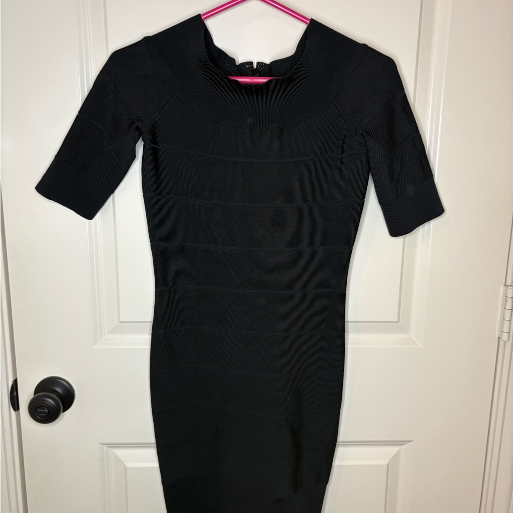 Herve Leger Classic Black Midi Dress